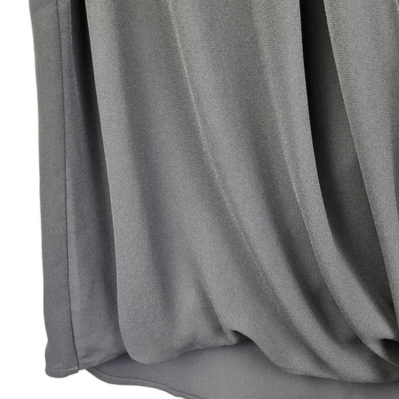 Halogen Blouse Top Size Small Gray Cap Sleeve Layered Look Scoop Neck Faux Wrap - Picture 6 of 12